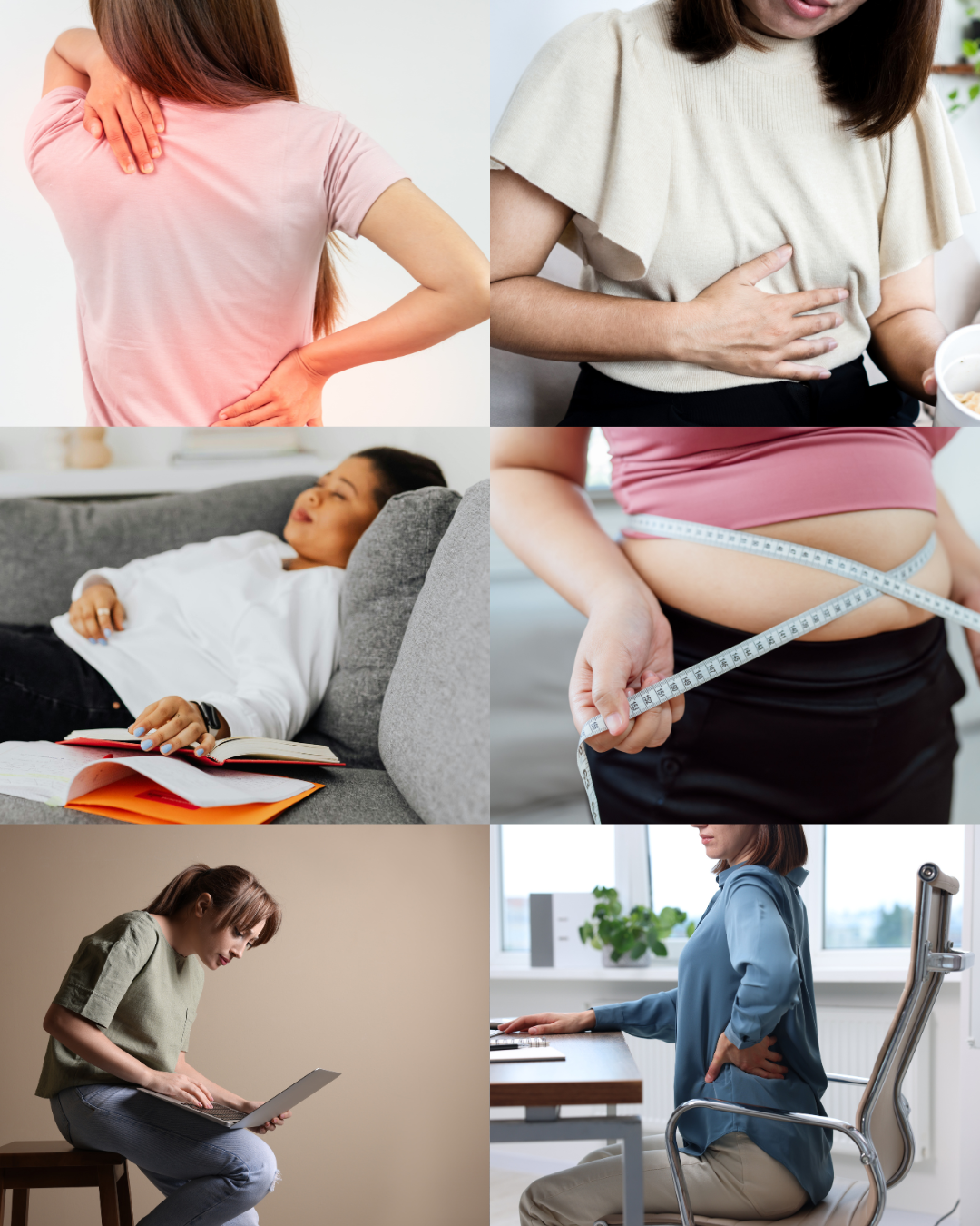 Common problems faced by corporate professionals — back pain, bloating, fatigue, belly fat