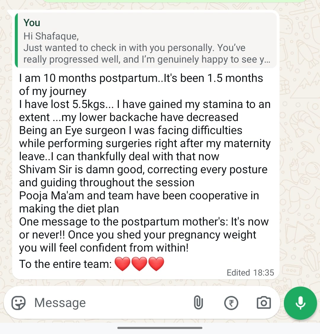 Client testimonial