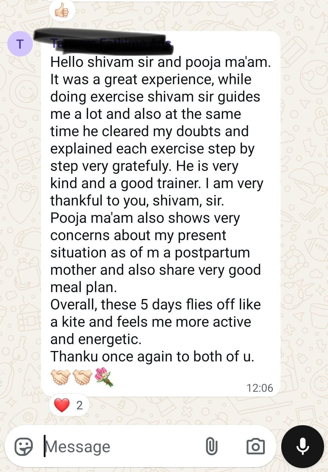 Client testimonial